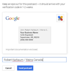 Google business postcard